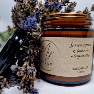 Świeca sojowa z lawendą i bergamotką 120 ml